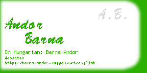 andor barna business card